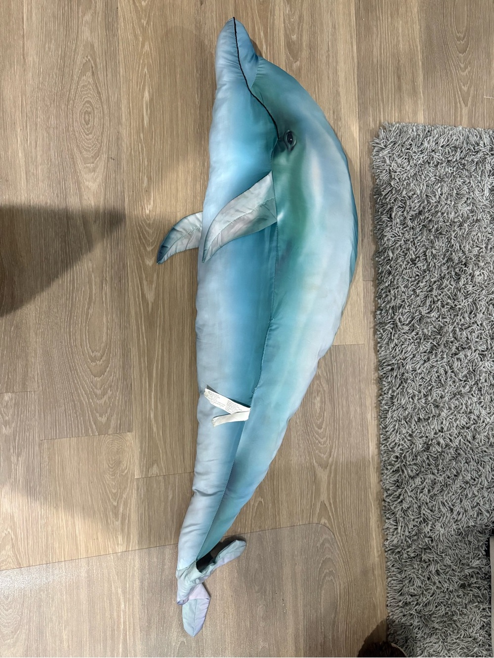 Large Plush Dolphin Pillow - Aqua Blue